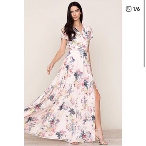 Beautiful Anthropology Yumi Kim Blush and Floral wrap Dress